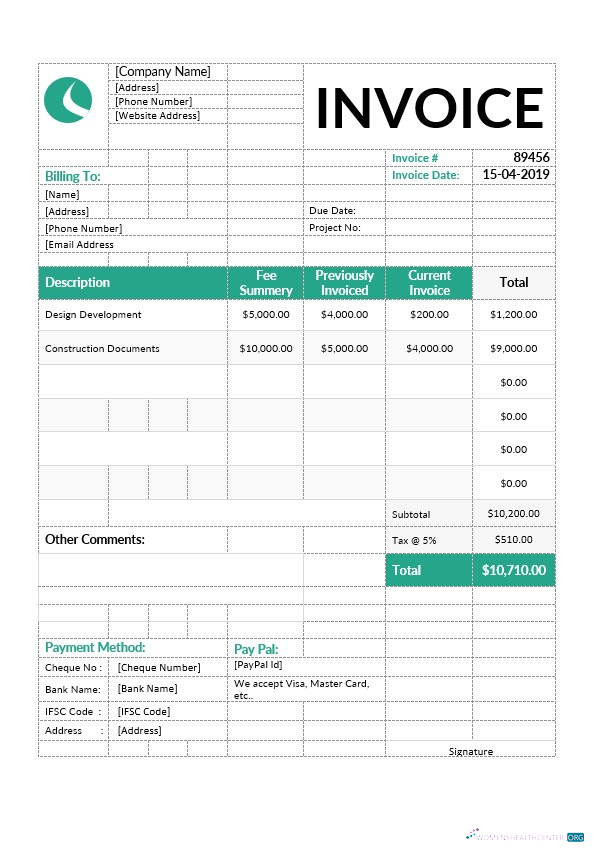 Download Architect Invoice Template Photoshop template